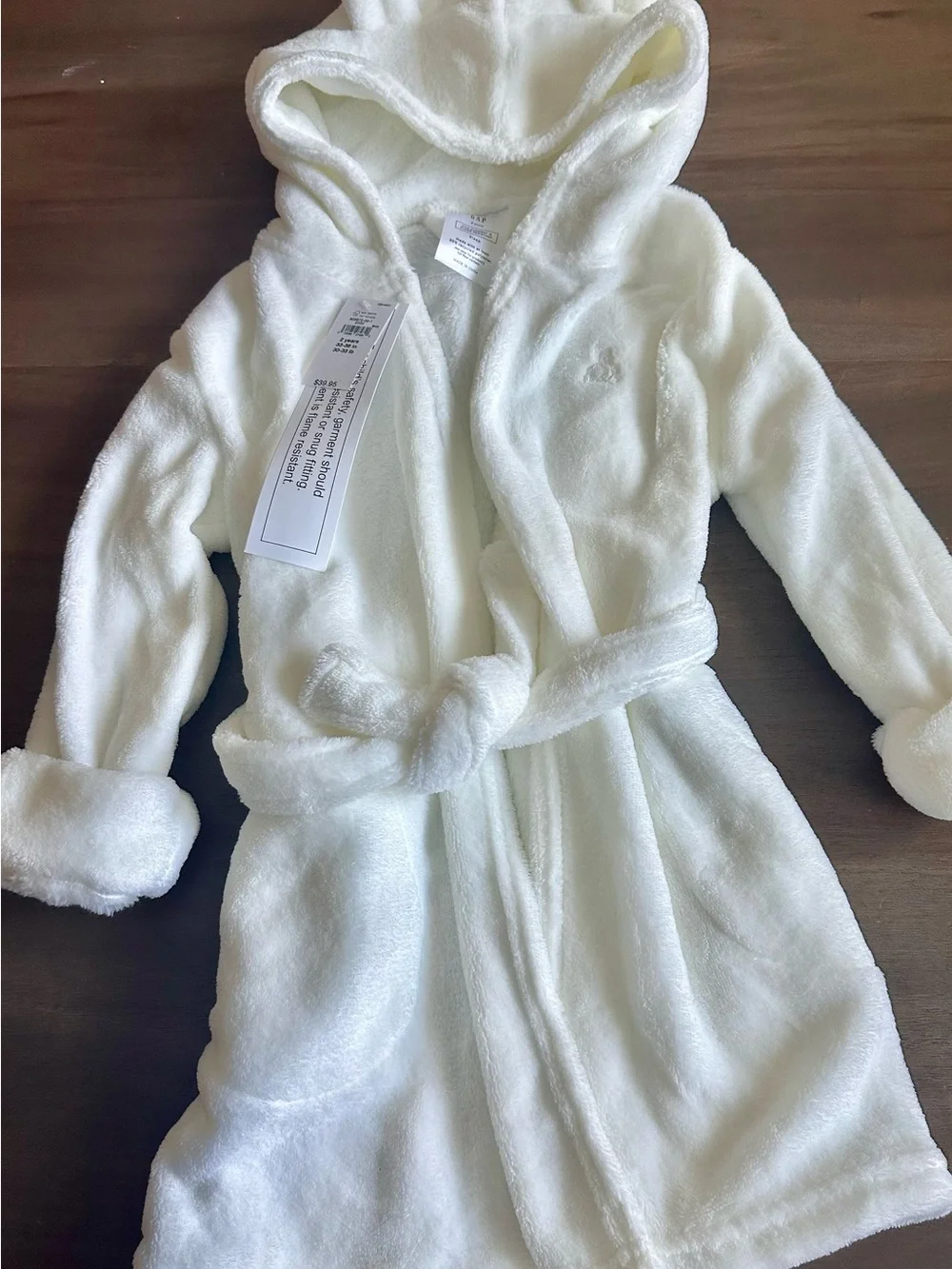 GAP White Plush Hooded 2T Robe with Bear Ears